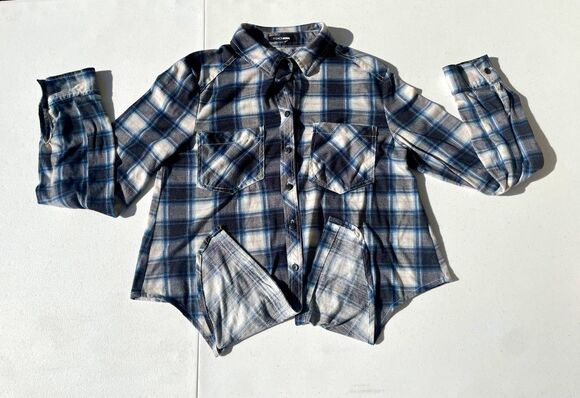 Fashion Nova Tops - Fashion Nova Women’s Blue Plaid Button Down Flannel Shirt Size Small